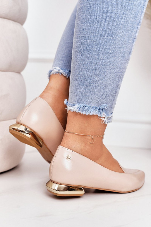 Mokasíny so zlatými podpätkami Laura Messi 2013 béžová Mokasíny so zlatými podpätkami Laura Messi 2013 béžová