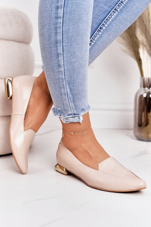 Mokasíny so zlatými podpätkami Laura Messi 2013 béžová Mokasíny so zlatými podpätkami Laura Messi 2013 béžová