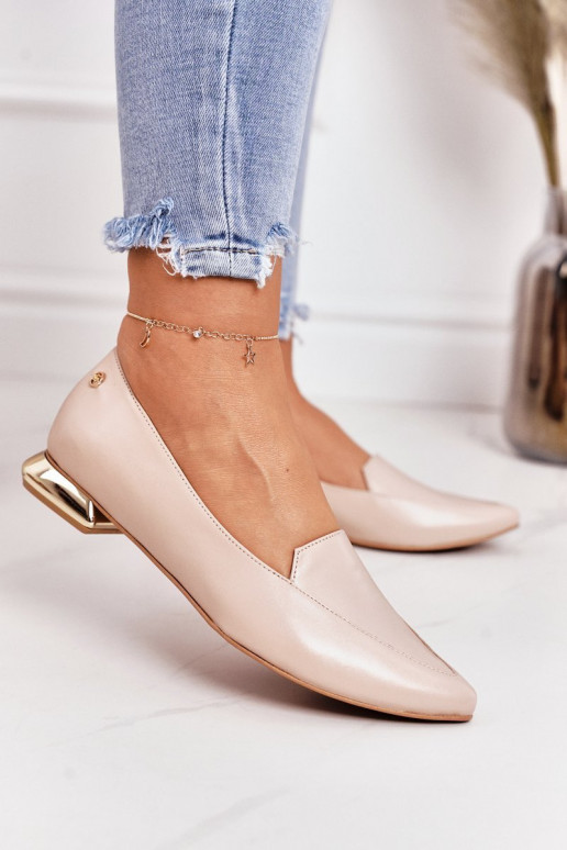 Mokasíny so zlatými podpätkami Laura Messi 2013 béžová Mokasíny so zlatými podpätkami Laura Messi 2013 béžová