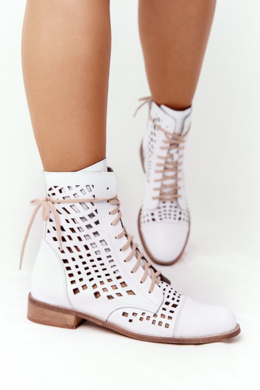 Zazoo 2627 s prvkami prelamovania Kožené Čižmy biela farba Zazoo 2627 s prvkami prelamovania Kožené Čižmy biela farba