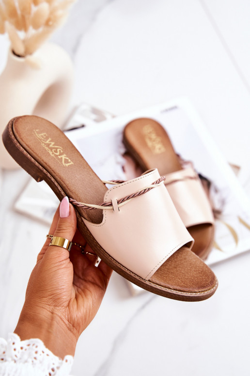 Kožené papuče LeInski Shoes 3047 béžová