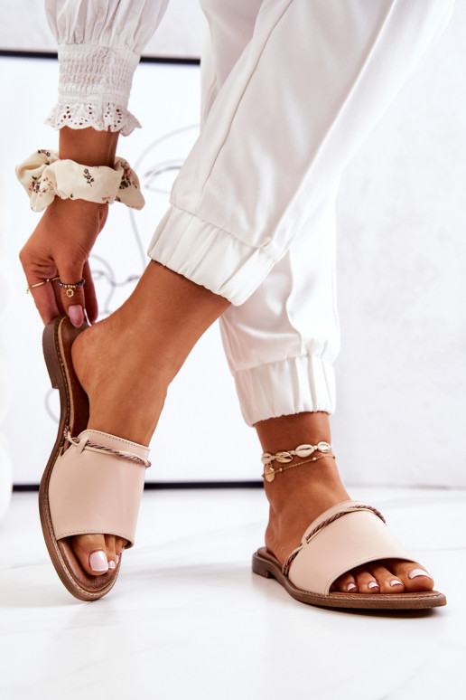 Kožené papuče LeInski Shoes 3047 béžová