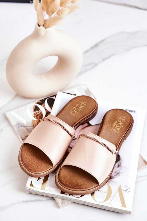 Kožené papuče LeInski Shoes 3047 béžová