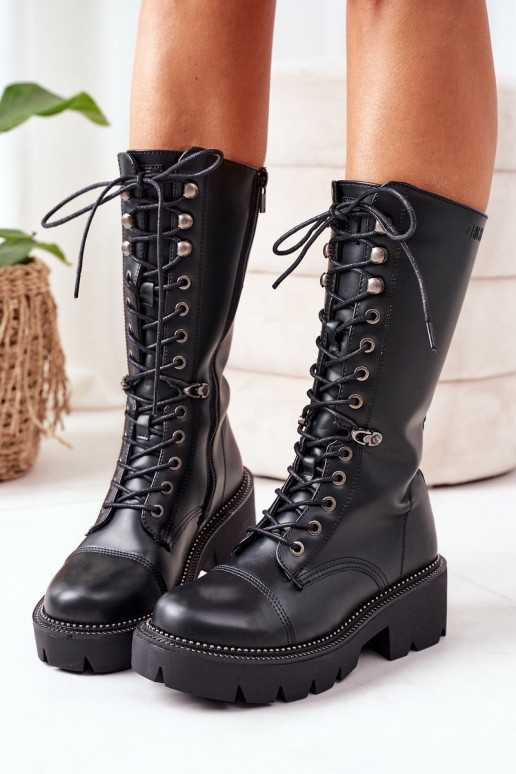 zahriať sa čižmy perleťové topánky Big Star II274115 čierna