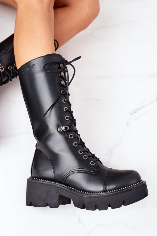 zahriať sa čižmy perleťové topánky Big Star II274115 čierna