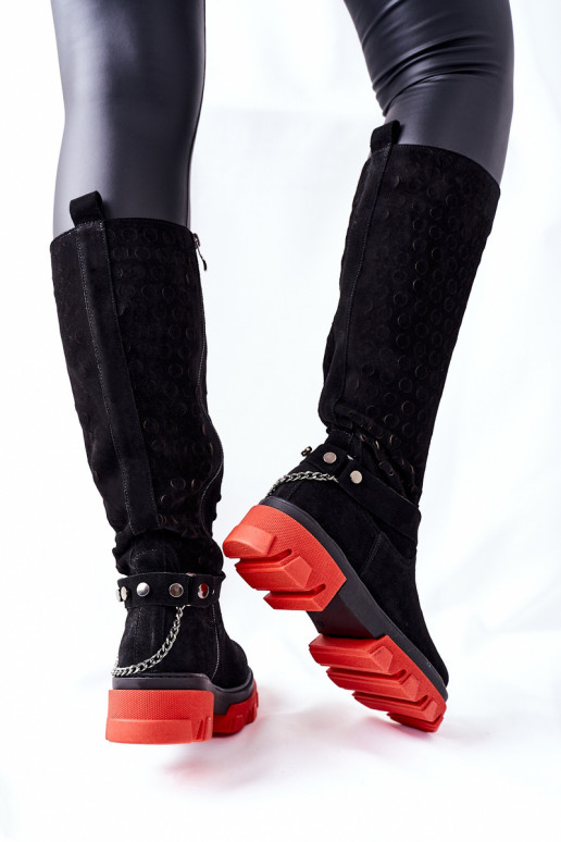 Dámske Kožené čižmy LeInski čierna zo semišu 2866 Dámske Kožené čižmy LeInski čierna zo semišu 2866