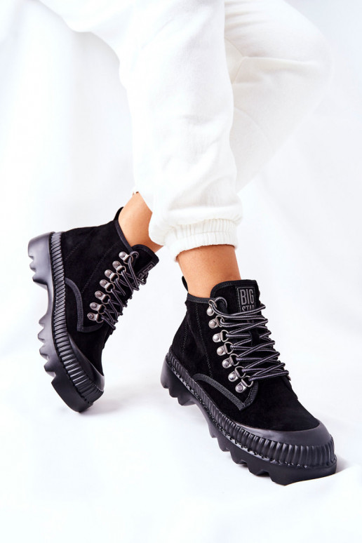 Kožené topánky Čižmy Big Star II274363 čierna Kožené topánky Čižmy Big Star II274363 čierna