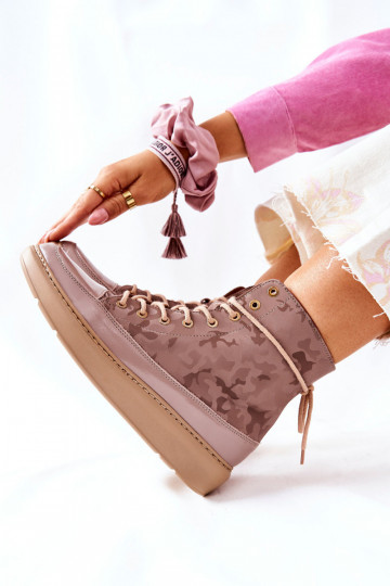 Športový štýl Kožené topánky LeInski 3034 béžová s kamuflážou 2