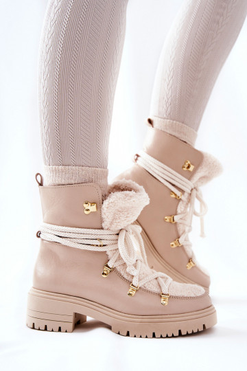 Kožené Čižmy topánky s popruhmi LeInski slonovina 3116