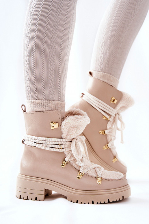 Kožené Čižmy topánky s popruhmi LeInski slonovina 3116 Kožené Čižmy topánky s popruhmi LeInski slonovina 3116