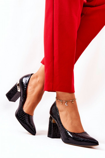 Kožené Topánky LeInski s imitáciou hadej kože 3117 čierna