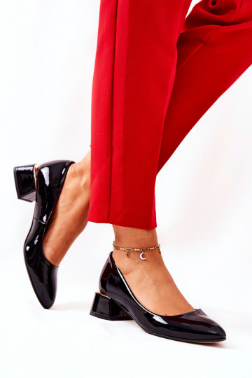 Kožené s lakovým efektom Topánky LeInski 3118 čierna 2