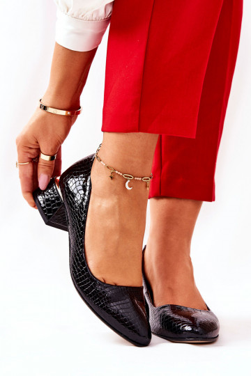 Kožené s imitáciou hadej kože Topánky LeInski 3118 čierna