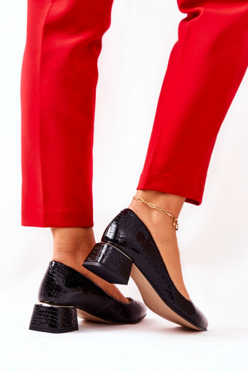 Kožené s imitáciou hadej kože Topánky LeInski 3118 čierna 2