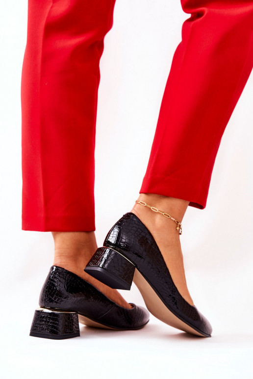 Kožené s imitáciou hadej kože Topánky LeInski 3118 čierna Kožené s imitáciou hadej kože Topánky LeInski 3118 čierna