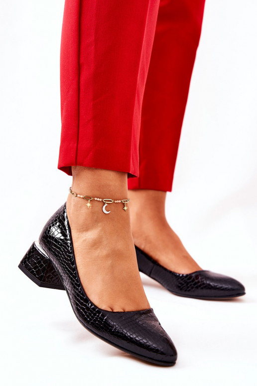 Kožené s imitáciou hadej kože Topánky LeInski 3118 čierna Kožené s imitáciou hadej kože Topánky LeInski 3118 čierna