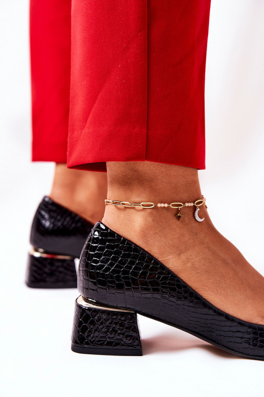 Kožené s imitáciou hadej kože Topánky LeInski 3118 čierna Kožené s imitáciou hadej kože Topánky LeInski 3118 čierna