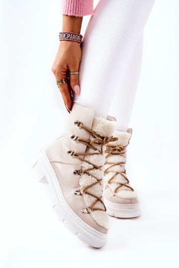 zahriať sa Kožené Čižmy topánky slonovina Nerisso