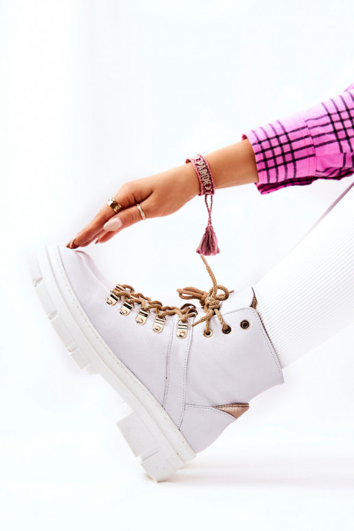 Kožené zahriať sa Čižmy biely-béžová Brescia Kožené zahriať sa Čižmy biely-béžová Brescia