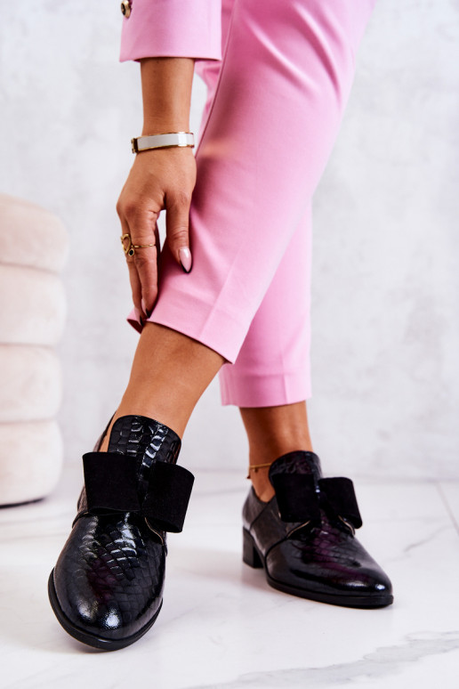 Kožené s imitáciou hadej kože topánky čierna Márleigh