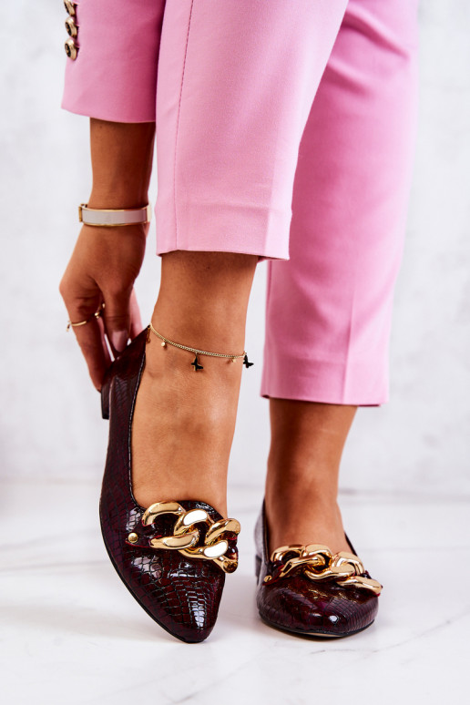 Kožené s lakovým efektom s imitáciou hadej kože Topánky bordová Elissabeth Kožené s lakovým efektom s imitáciou hadej kože Topánky bordová Elissabeth