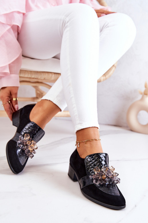 zo semišu topánky s ozdobami čierna Davine