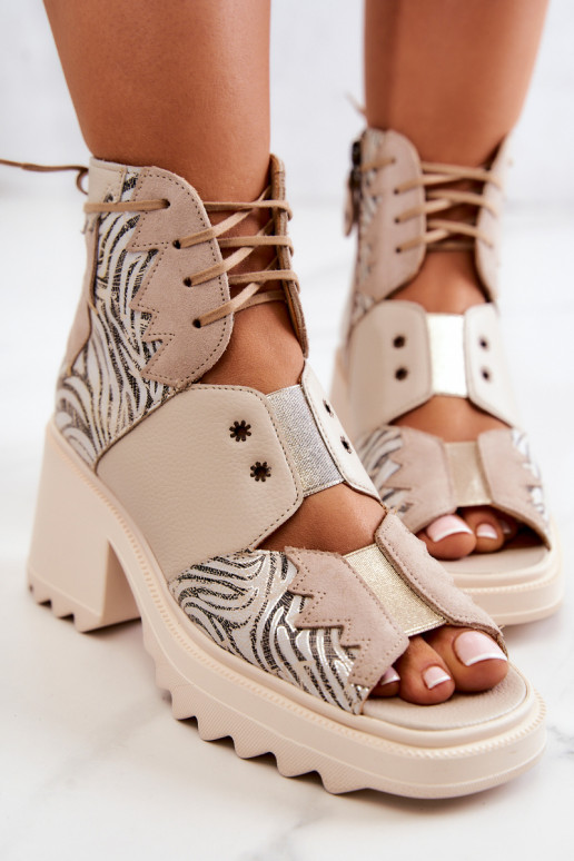 Kožené Čižmy so zipsami Máciejka 05321-04 béžová Kožené Čižmy so zipsami Máciejka 05321-04 béžová