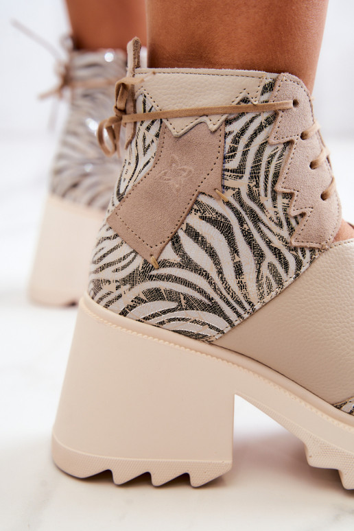 Kožené Čižmy so zipsami Máciejka 05321-04 béžová Kožené Čižmy so zipsami Máciejka 05321-04 béžová