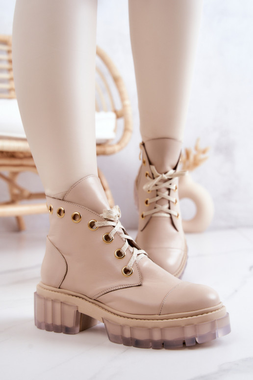 Kožené ČižmyMásyInną PodeszIną béžová Horizon Kožené ČižmyMásyInną PodeszIną béžová Horizon