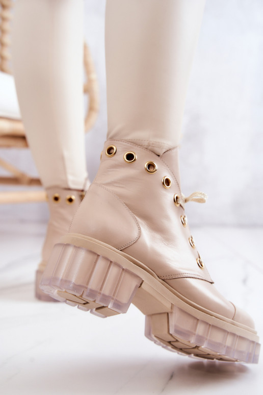 Kožené ČižmyMásyInną PodeszIną béžová Horizon Kožené ČižmyMásyInną PodeszIną béžová Horizon