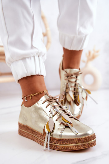 Kožené topánky Máciejka 04550-25 zlatej farby