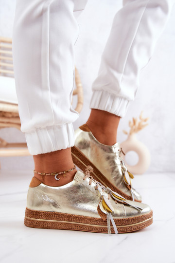 Kožené topánky Máciejka 04550-25 zlatej farby 2