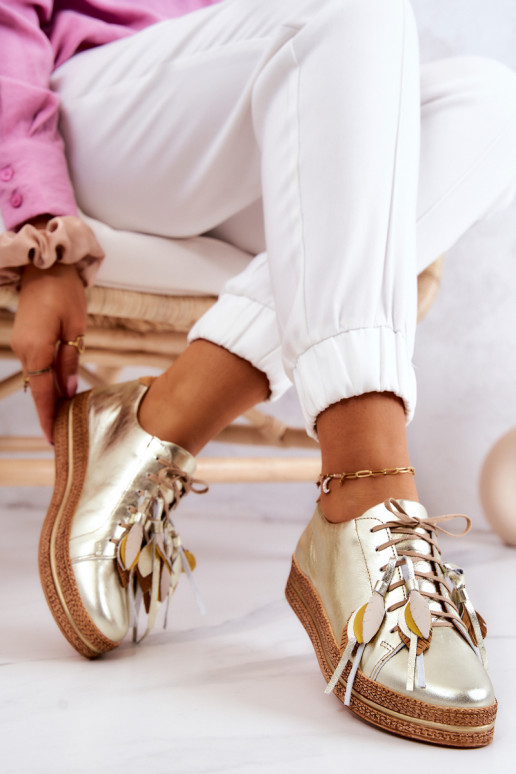 Kožené topánky Máciejka 04550-25 zlatej farby