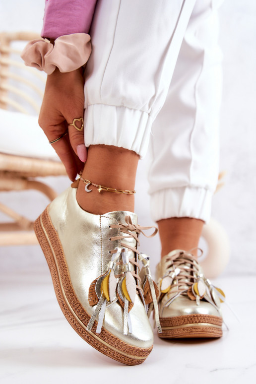 Kožené topánky Máciejka 04550-25 zlatej farby