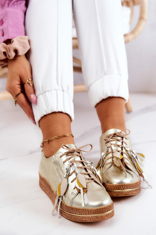 Kožené topánky Máciejka 04550-25 zlatej farby