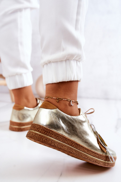 Kožené topánky Máciejka 04550-25 zlatej farby