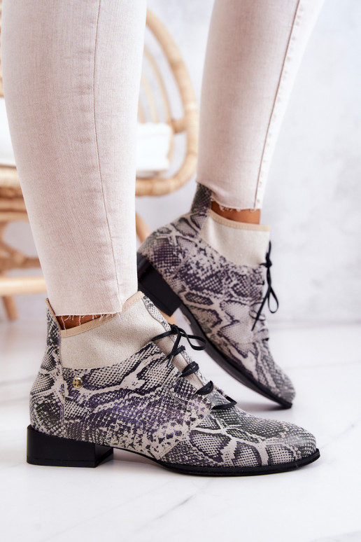 Dámske čižmy zo semišu Topánky s imitáciou hadej kože Máciejka 04744-03 béžová Dámske čižmy zo semišu Topánky s imitáciou hadej kože Máciejka 04744-03 béžová