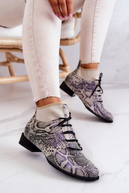 Dámske čižmy zo semišu Topánky s imitáciou hadej kože Máciejka 04744-03 béžová Dámske čižmy zo semišu Topánky s imitáciou hadej kože Máciejka 04744-03 béžová