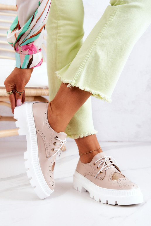 Kožené topánky so srdiečkami béžová Curtis