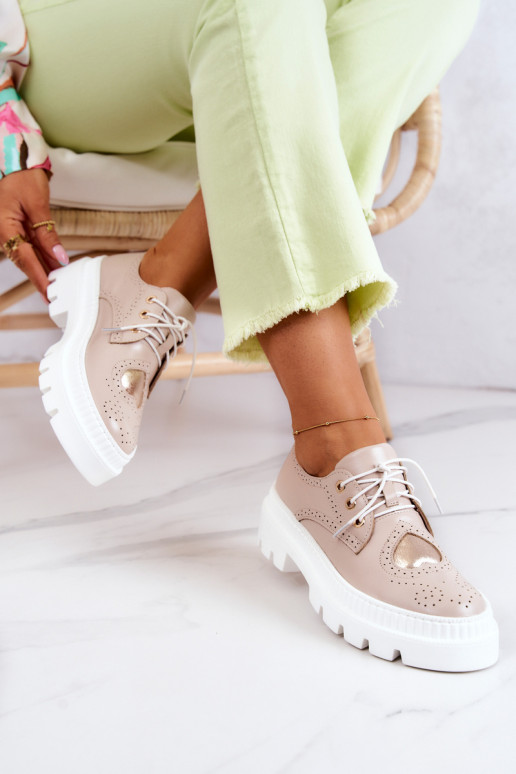 Kožené topánky so srdiečkami béžová Curtis