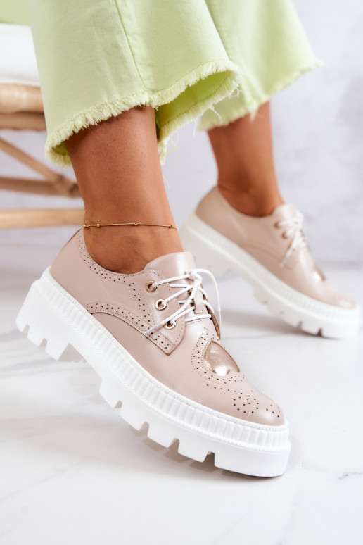 Kožené topánky so srdiečkami béžová Curtis