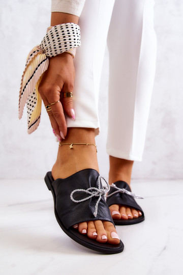 Zazoo 2659 Kožené papuče Dámske čierna 2