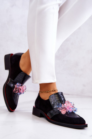 zo semišu topánky s ozdobami Čierna a-červená Davine