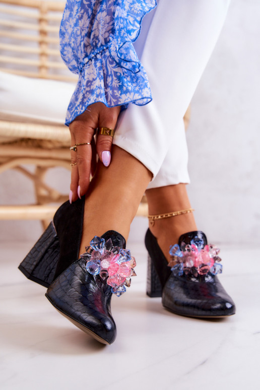 zo semišu s imitáciou hadej kože Topánky s podpätkami čierna Sofie zo semišu s imitáciou hadej kože Topánky s podpätkami čierna Sofie