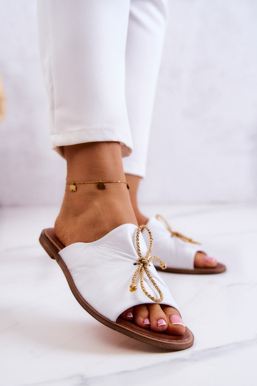 Zazoo Kožené 2659 Dámske papuče biela farba Zazoo Kožené 2659 Dámske papuče biela farba