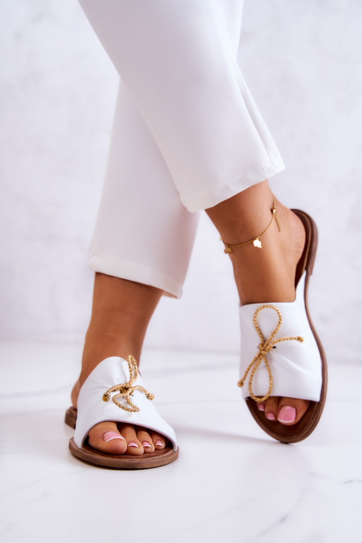 Zazoo Kožené 2659 Dámske papuče biela farba Zazoo Kožené 2659 Dámske papuče biela farba