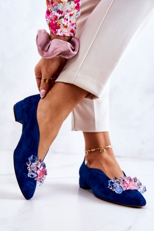 Elegantný štýl zo semišu topánky s ozdobami tmavomodrá McQueen