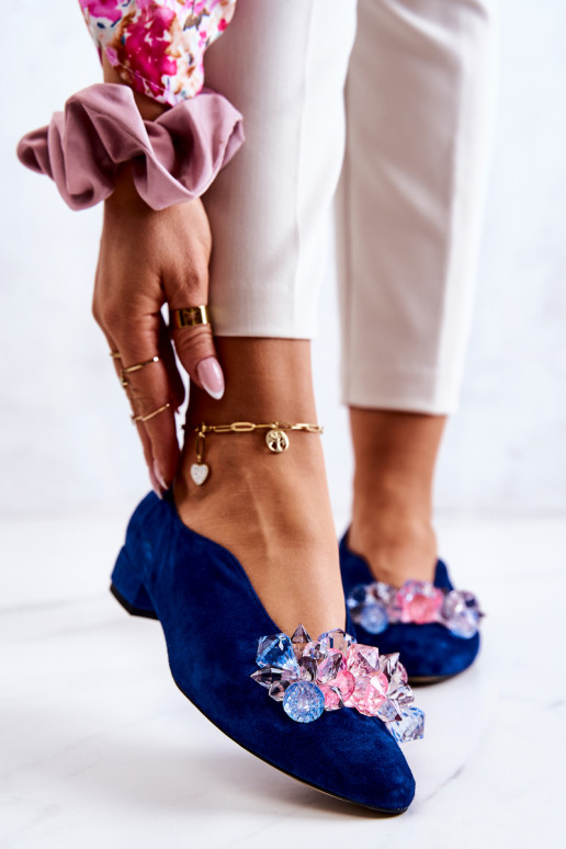 Elegantný štýl zo semišu topánky s ozdobami tmavomodrá McQueen