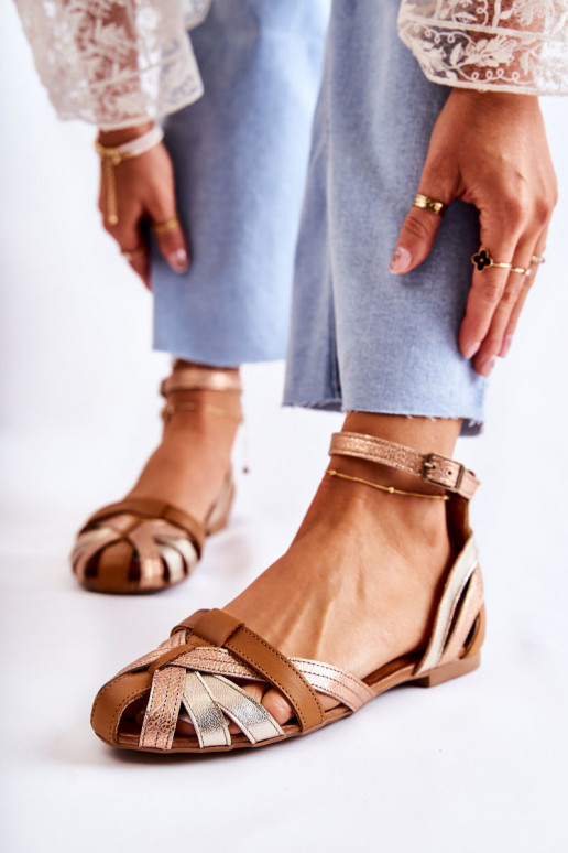 Kožené Dámske sandále Máciejka 01924-32 zlato-Hnedá farba Kožené Dámske sandále Máciejka 01924-32 zlato-Hnedá farba