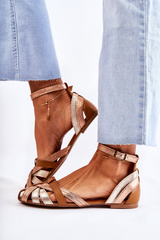 Kožené Dámske sandále Máciejka 01924-32 zlato-Hnedá farba Kožené Dámske sandále Máciejka 01924-32 zlato-Hnedá farba